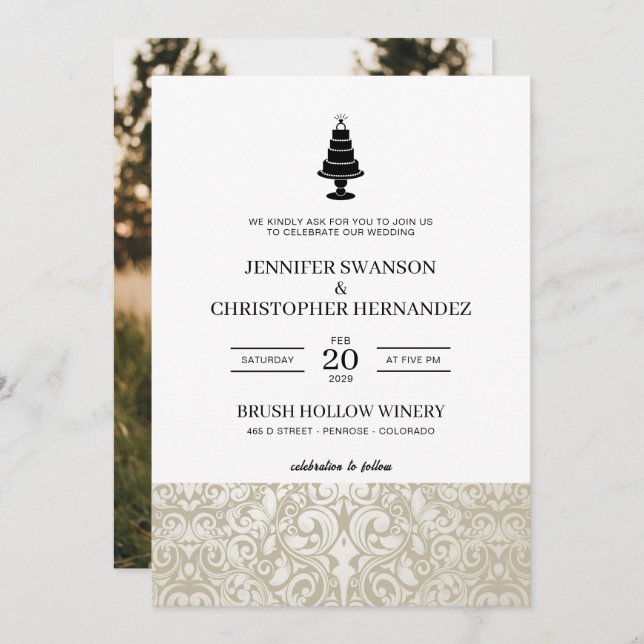 Convite Bolo de Casamento (Frente/Verso)