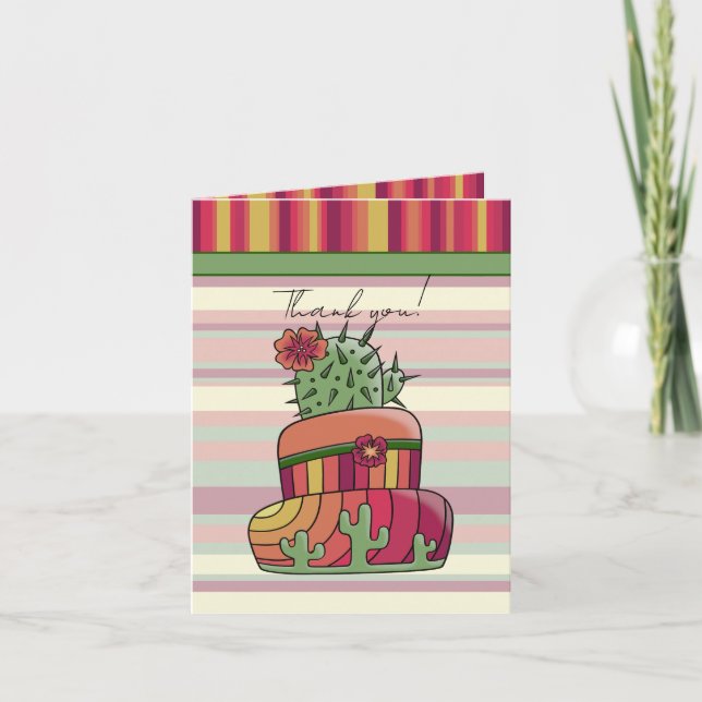 Convite Bolo de Casamento Cactus "Obrigado" (Frente)