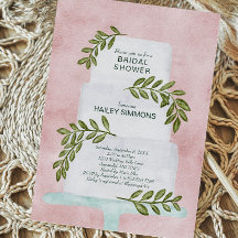 Bolo de Casamento com Aquarela chá de panela com V