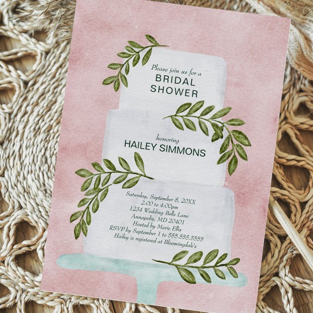 Convite Bolo de Casamento com Aquarela chá de panela com V (Criador carregado)