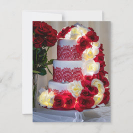 Convite Bolo de Casamento com Buquê, Anéis e Véu