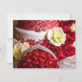 Convite Bolo de Casamento com Buquês e Anéis