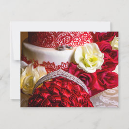 Convite Bolo de Casamento com Buquês e Anéis