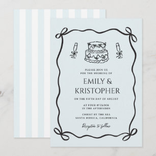 Convite Bolo de Casamento com Laço Coquette