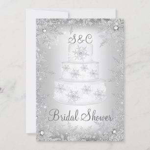 Convite Bolo de Casamento com Monograma de Floco de Neve C