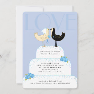 Convite Bolo de Casamento de Casais Caprichosos de Pombinh