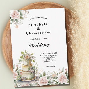 Convite Bolo de Casamento Floral Verde Rosa Choque Casamen