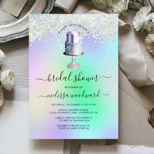 Convite Bolo de Casamento Glamouroso Chuveiro de Noiva Hol