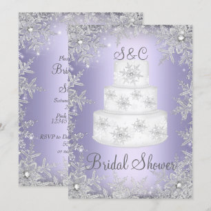 Convite Bolo de Casamento Monograma Chuveiro de Noiva Roxo