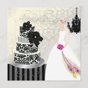 Convite Bolo de Casamento Preto+Branco da PixDezines