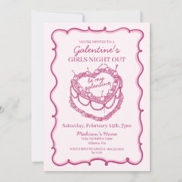 Convite Bolo de Cereja Coquette Coração Retro Rosa Galenti