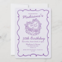 Bolo de Coquetel Retro Cardíaco com Arco Roxo Aniv