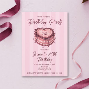 Convite Bolo de Coração de Coquete Aniversário