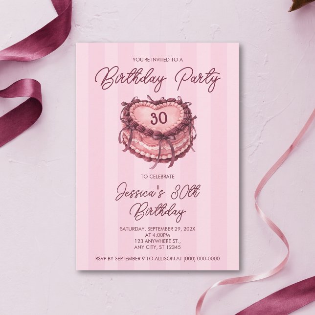 Convite Bolo de Coração de Coquete Aniversário (Criador carregado)