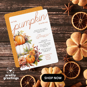 Convite Bolo de Fraldas Abóbora a Caminho Churrasco de Beb