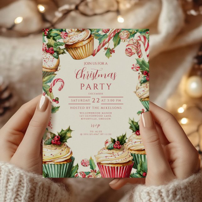 Convite Bolo de Natal com Listras de Doce (Criador carregado)