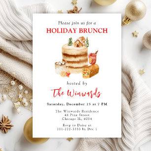 Convite Bolo de Natal e Bebidas Feriado Brunch