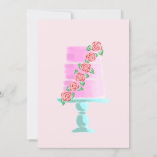 Convite Bolo de Nível 3 Rosa