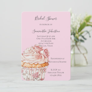 Convite Bolo De Noiva Floral Com Rosas Rosa