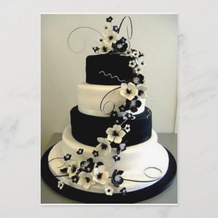 CONVITE BOLO DE NOIVA PRETO E BRANCO "CONVITE"