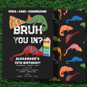 Convite Bolo de Pizza de Aniversário do Bruh Boy com Camal