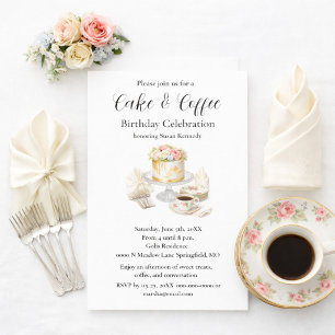 Convite Bolo Elegante & Café  Festa de Aniversário
