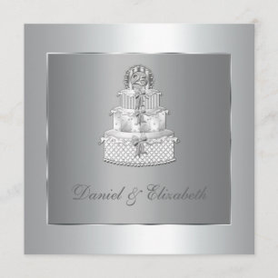 Convite Bolo Elegante Festa de Aniversário de 25 Anos de C