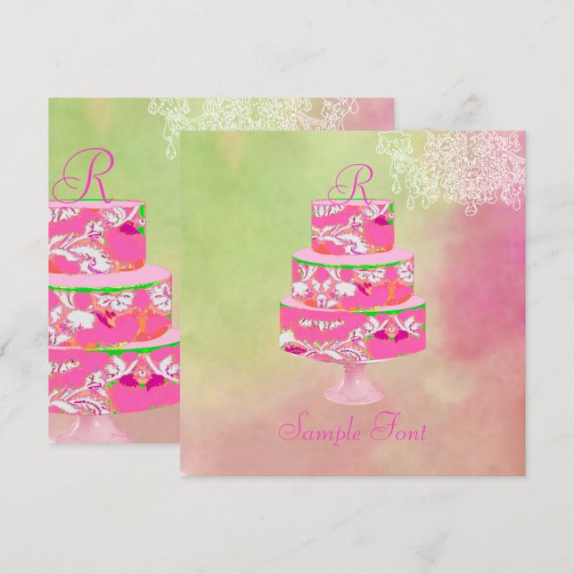 Convite Bolo floral de alcaçuz de PixDezines (Frente/Verso)