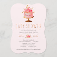 Bolo Floral Rosa É um Chá de fraldas para Garotas