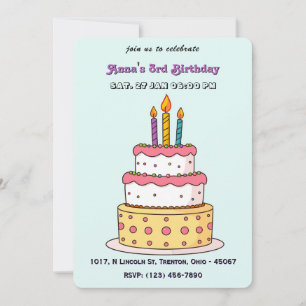 Convite Bolo Grande de Aniversário com Velas