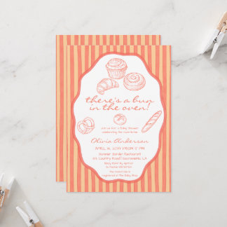 Convite Bolo no forno listras rosa Baby Shower