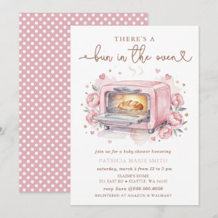 Convite Bolo No Forno Rosa Menina Bebê Churrasco de Bebê