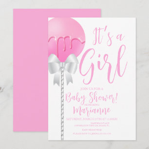 Convite Bolo Pop Menina Rosa Aniversário Baby Shower