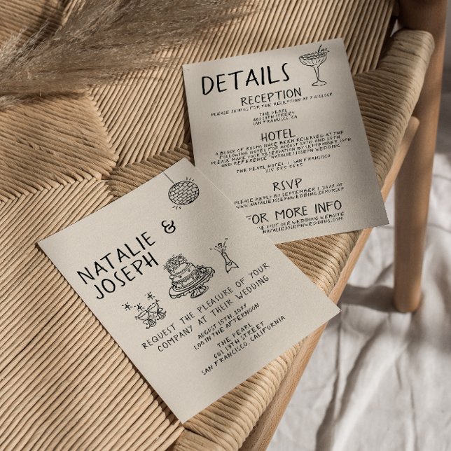 Convite Bolo Portátil Ilustrado, Tudo Em Um Casamento (Criador carregado)