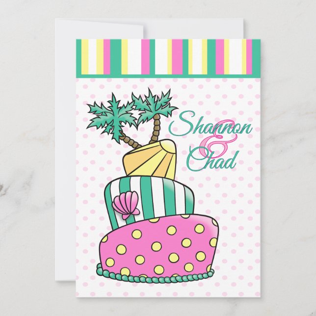 Convite Bolo Praia Tropical (Frente)