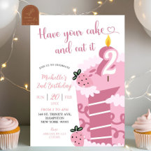 Bolo Rosa Divertido Aniversário de 2 anos
