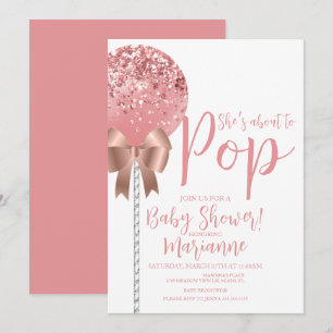Convite Bolo Rose Gold About to Pop Baby Shower