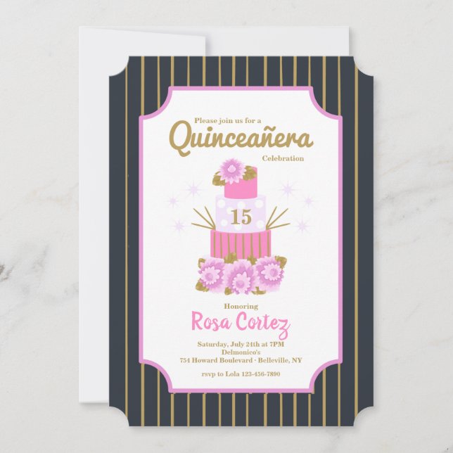 Convite Bolo Salgado Quinceañera (Frente)