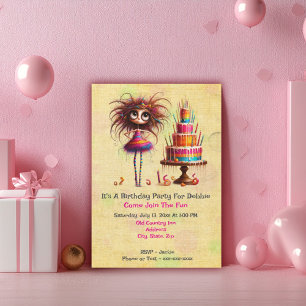 Convite Bolo Wonky Garota de aniversário