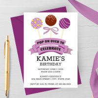 Bolos de Aniversário em Forma de Pirulito Roxo