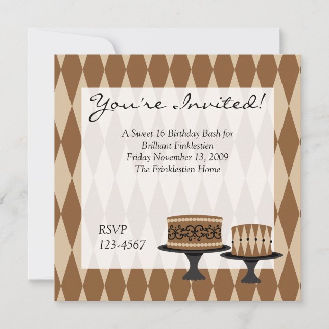 Convite Bolos de chocolate (Frente)