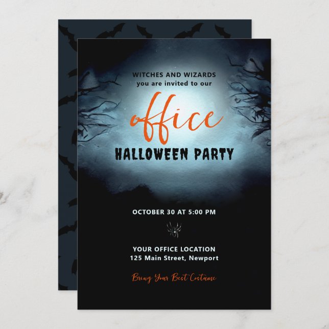 Convite Bolsa Corporativa do Halloween Office Party (Frente/Verso)
