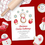 Convite Bolsa de Biscoito de Natal do Bonito Red Snowman<br><div class="desc">Convite Personalizado para Troca de Biscoitos de Natal de Bonito Vermelho Snowman.</div>