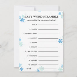 Convite Bolsa de chá de fraldas do Winter Baby word scramb