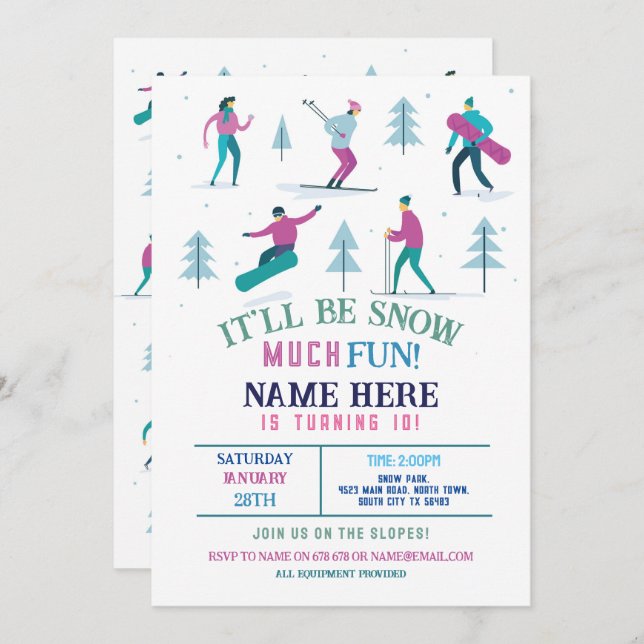 Convite Bolsa de Esqui de Boas-Feiras do Esporte de invern (Frente/Verso)