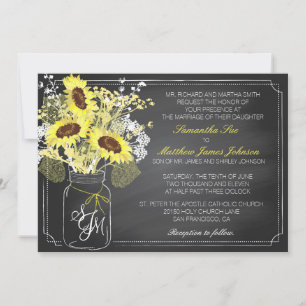 Convite Bolsa de Invitação de Casamento de Girassóis e Cha