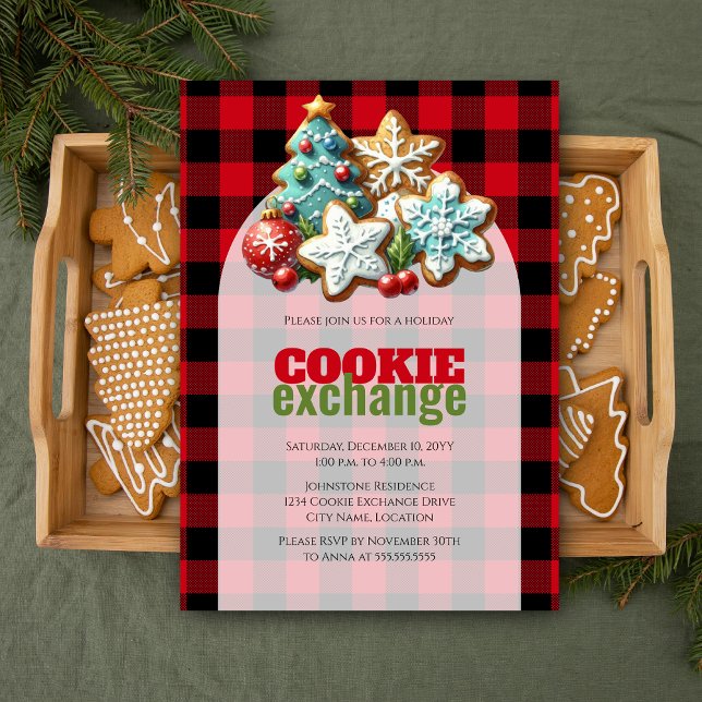 Convite Bolsa de Natal de Férias (Christmas holiday cookie exchange customizable invitation)