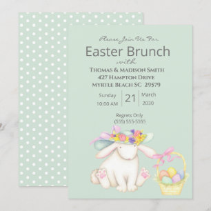 Convite Bolsa de Páscoa Verde Bonito, Bunny Brunch, Convit