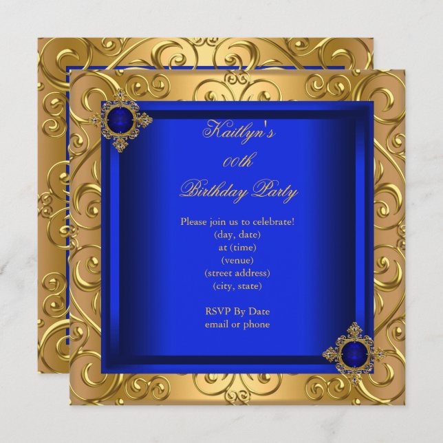 Convite Bolsa mensageifesta de aniversario elegante Royal  (Frente/Verso)