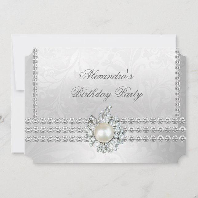Convite Bolsa mensageifesta de aniversario elegante Silver (Frente)